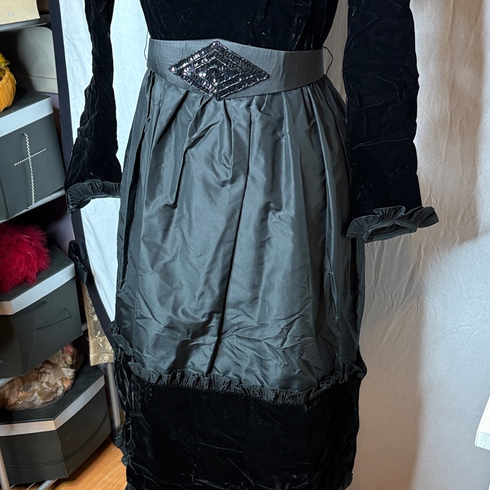 Vintage 80s Silk and Velvet Formal Dress Small - Picture 11 of 11
